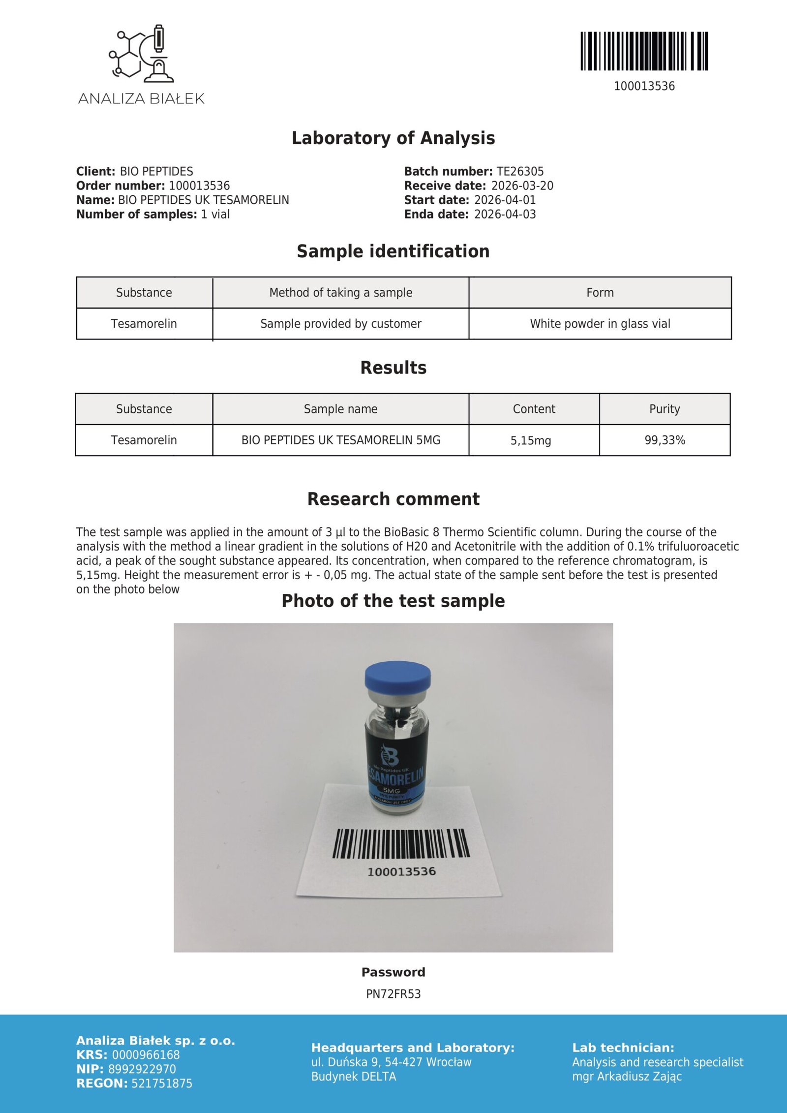 Tesamorelin 5mg 